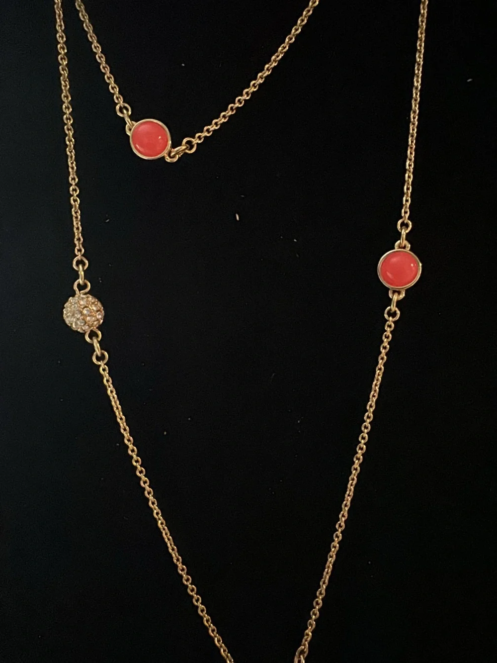 Kate Spade  Gold Layered Necklace with White and Coral Discs